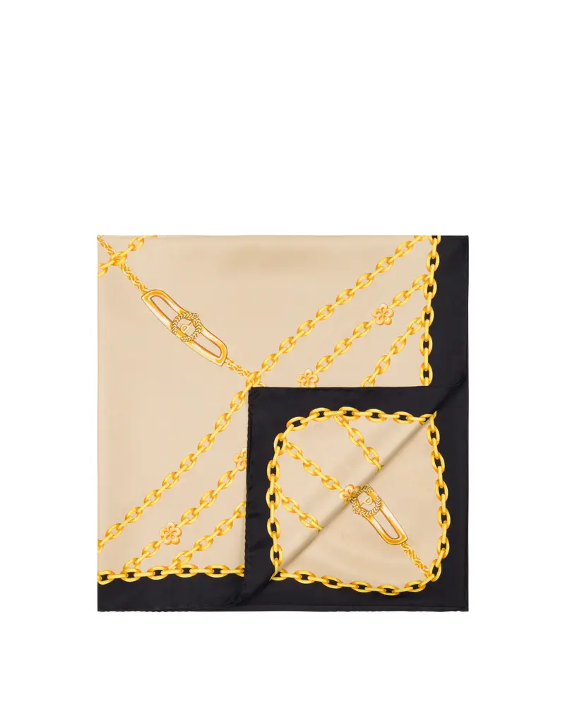 Foulard in seta con stampa catene NERO, Pollini miniatura 2