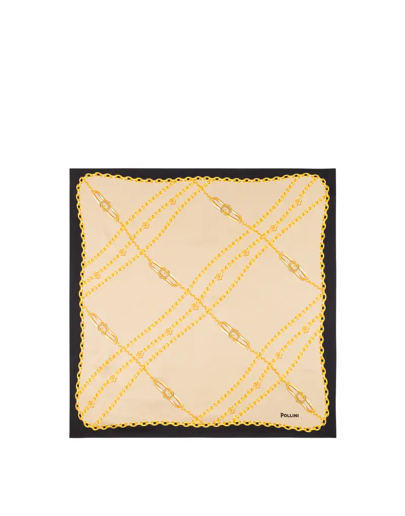 Foulard in seta con stampa catene NERO, Pollini