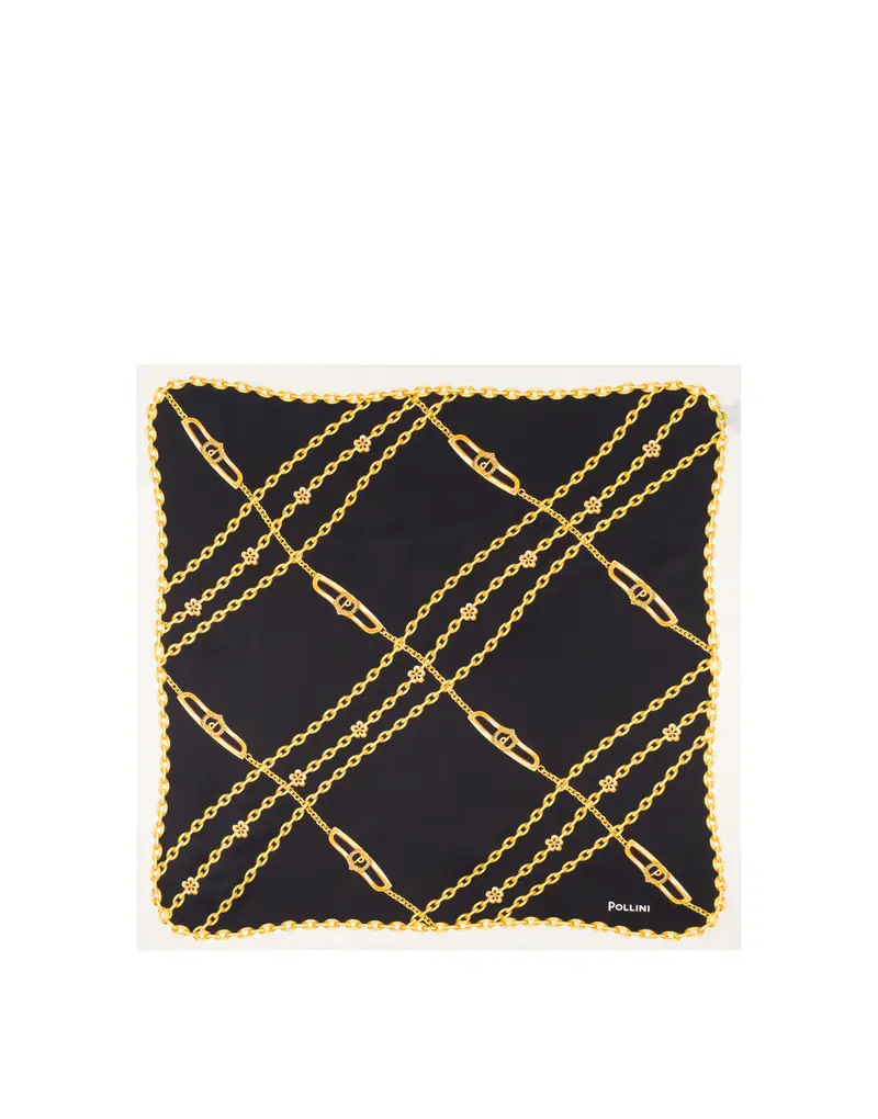 Foulard in seta con stampa catene PANNA, Pollini Bianco