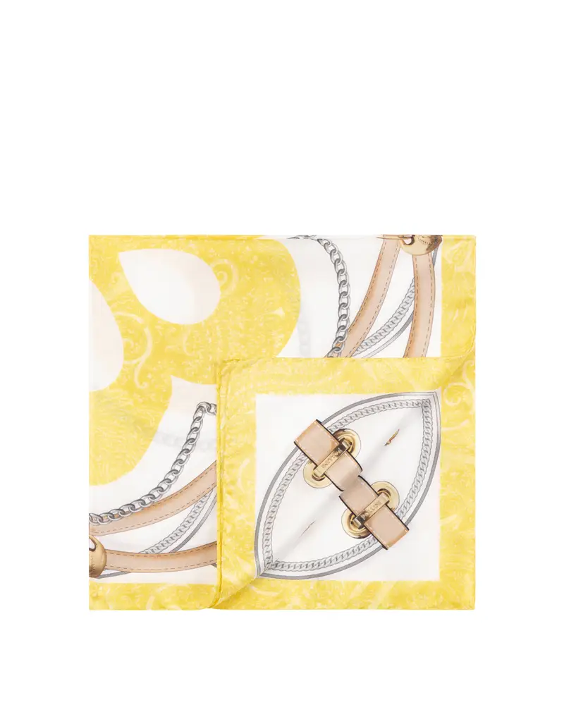 Foulard In Seta Con Stampa Cinghie E Staffe Beige GIALLO, Pollini Blu
