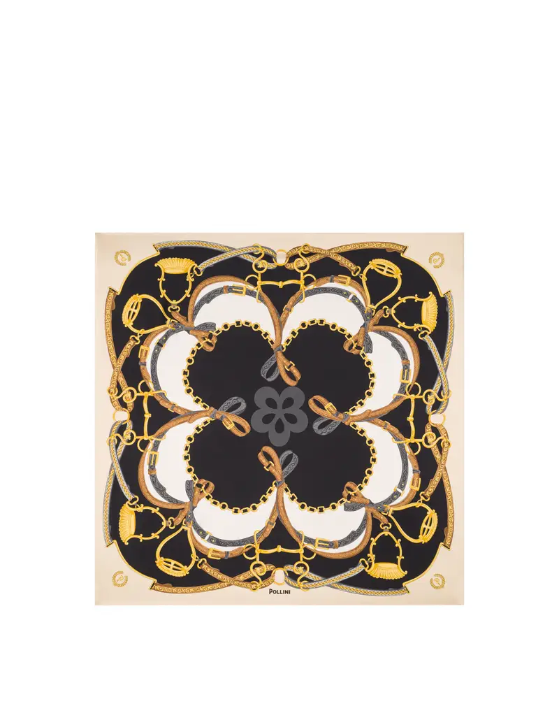 Foulard in seta con stampa cinghie e staffe BEIGE, Pollini Bianco