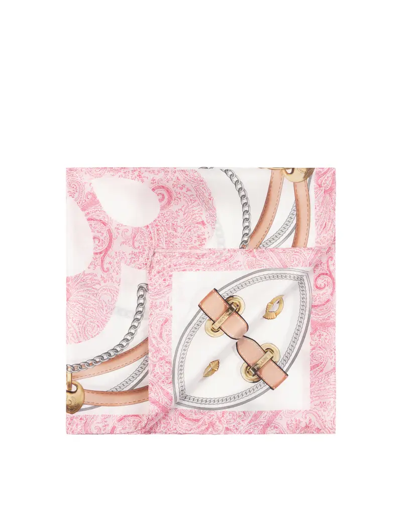 Foulard In Seta Con Stampa Cinghie E Staffe Beige ROSA, Pollini Marrone