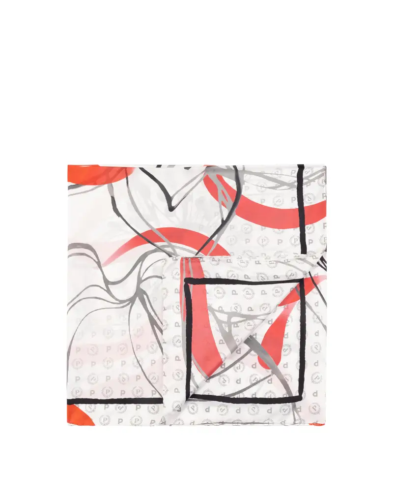 Foulard In Seta Con Stampa floreale astratta geometrica ROSSO, Pollini