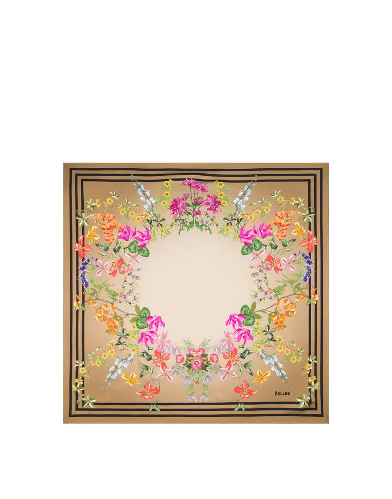 Foulard in seta con stampa floreale BEIGE, Pollini