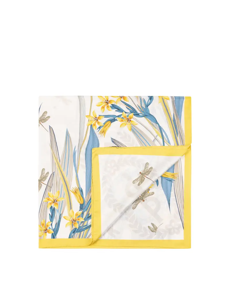Foulard In Seta Con Stampa floreale GIALLO, Pollini Blu