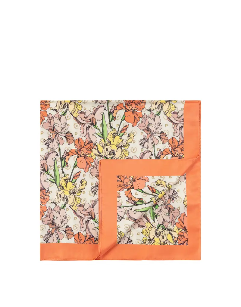 Foulard In Seta Con Stampa floreale multicolor SALMONE, Pollini Marrone