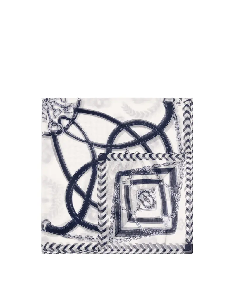 Foulard In Seta Con Stampa geometrica bicolore BLU, Pollini Nero