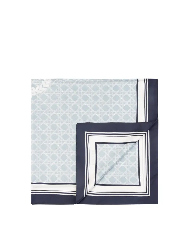 Foulard In Seta Con Stampa geometrica e logo centrale AZZURRO, Pollini Blu