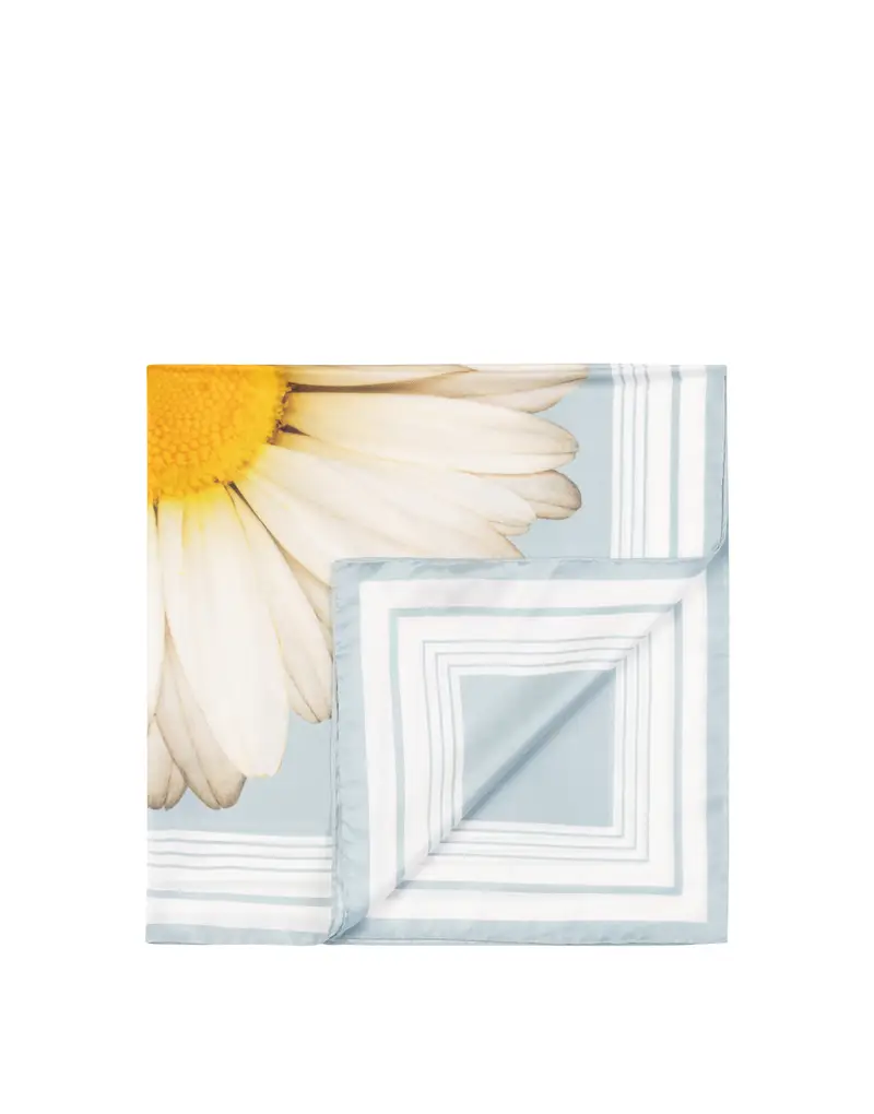 Foulard In Seta Con Stampa margherita over AZZURRO, Pollini Blu