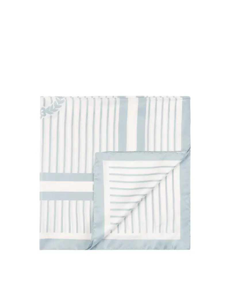 Foulard In Seta Con Stampa quadri su fondo a righe verticali AZZURRO, Pollini Blu