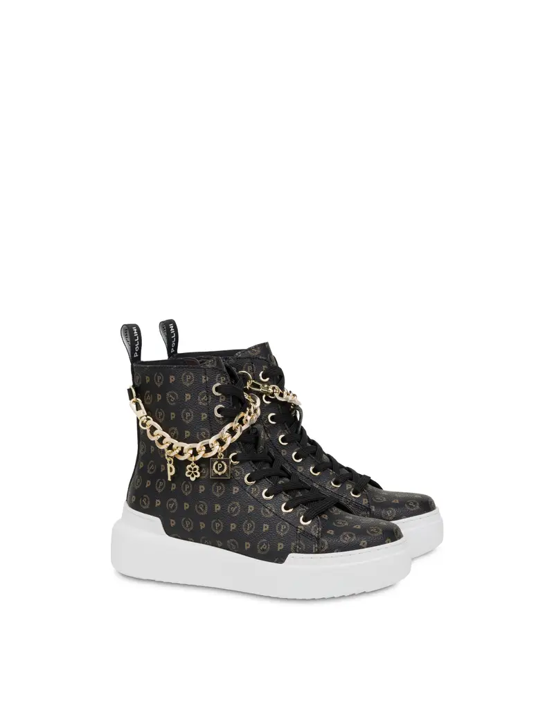 High sneakers con charms Heritage Logo Classic NERO/NERO, Pollini miniatura 2