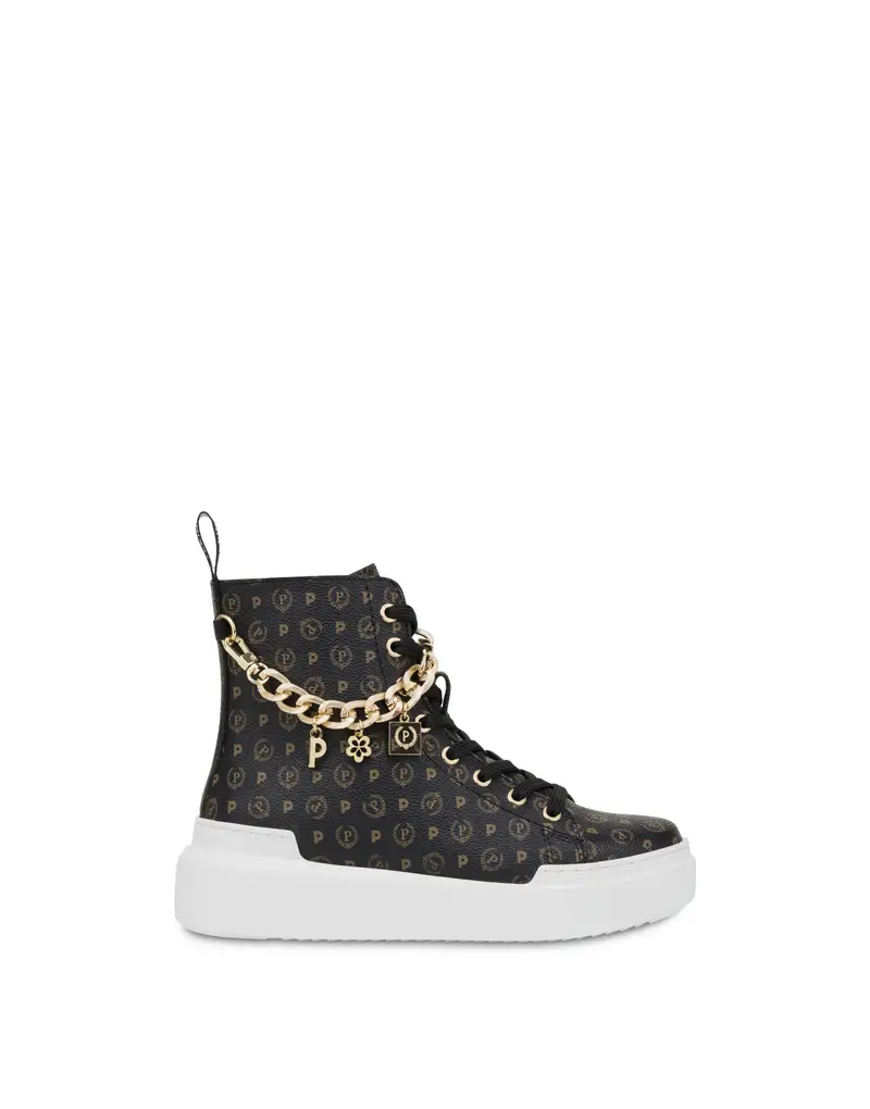 High sneakers con charms Heritage Logo Classic NERO/NERO, Pollini