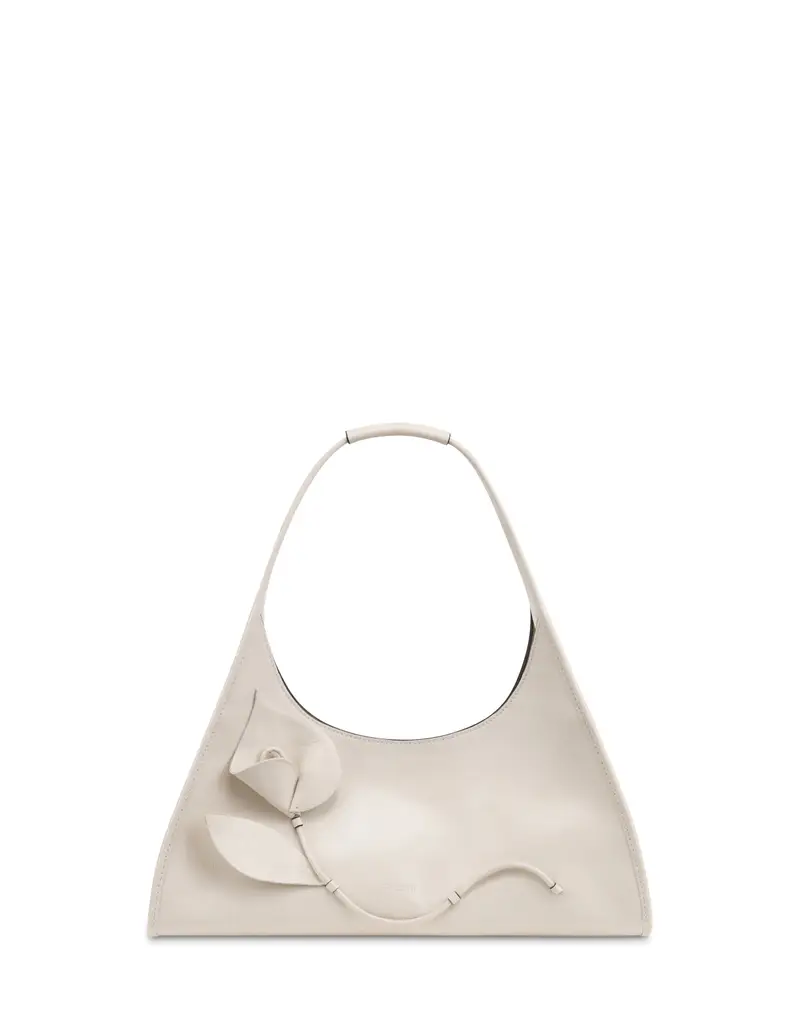 Hobo Bag Amonet In Vitello AVORIO, Pollini Bianco