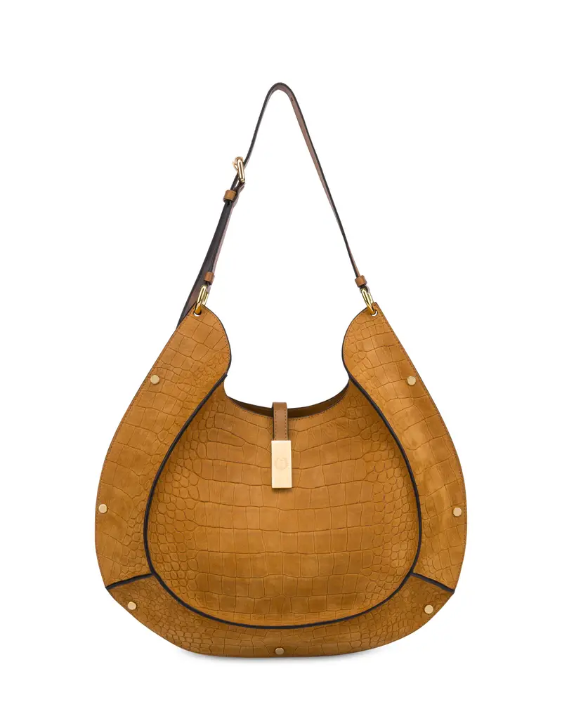 Hobo Bag Austin in Nabuk stampa Cocco , Pollini Grigio