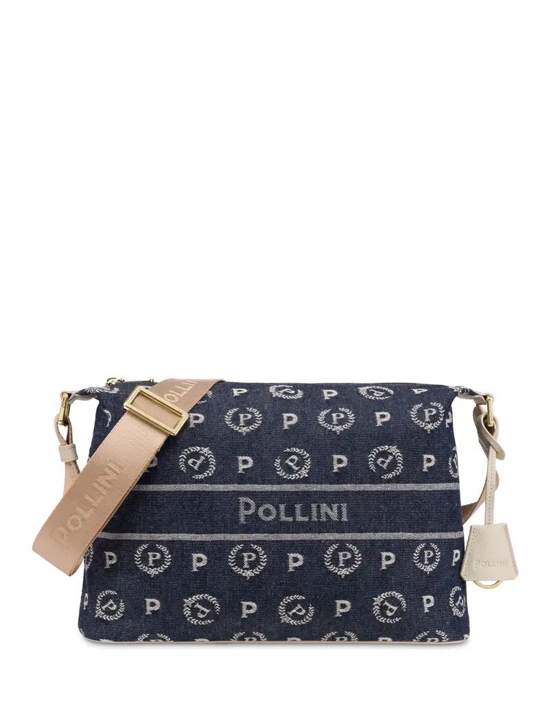 Hobo Bag Heritage Marina in Denim BLU/AVORIO, Pollini