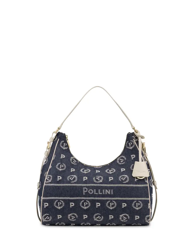 Hobo Bag Heritage Marina in Denim BLU/AVORIO, Pollini