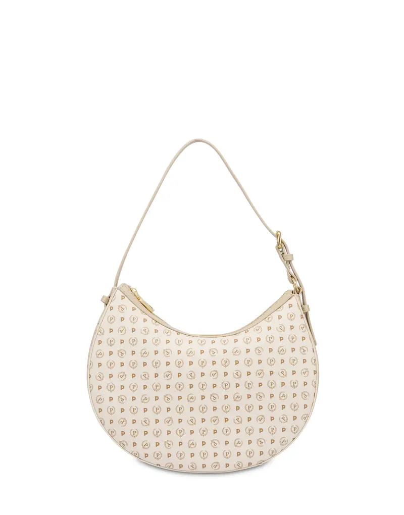 Hobo bag in PVC Heritage Logo Classic AVORIO/GHIACCIO, Pollini Bianco