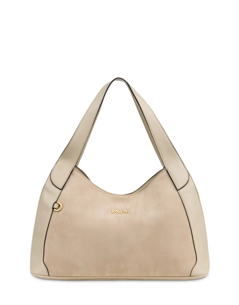 Hobo Bag Sabrina Medium In Simil Suede ECRU/ECRU, Pollini Bianco