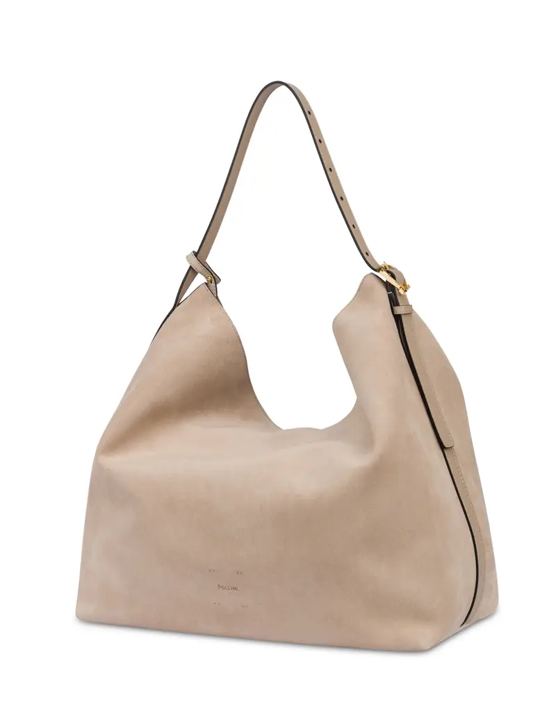 Hobo Bag Viktoria in Crosta TAUPE/TAUPE, Pollini Grigio miniatura 2