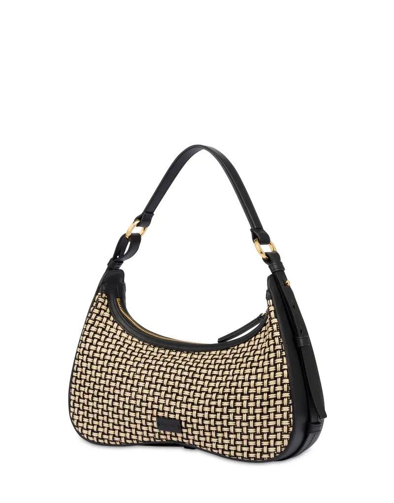 Hobo Bag Viktoria in Rafia BEIGE/NERO/NERO, Pollini miniatura 2