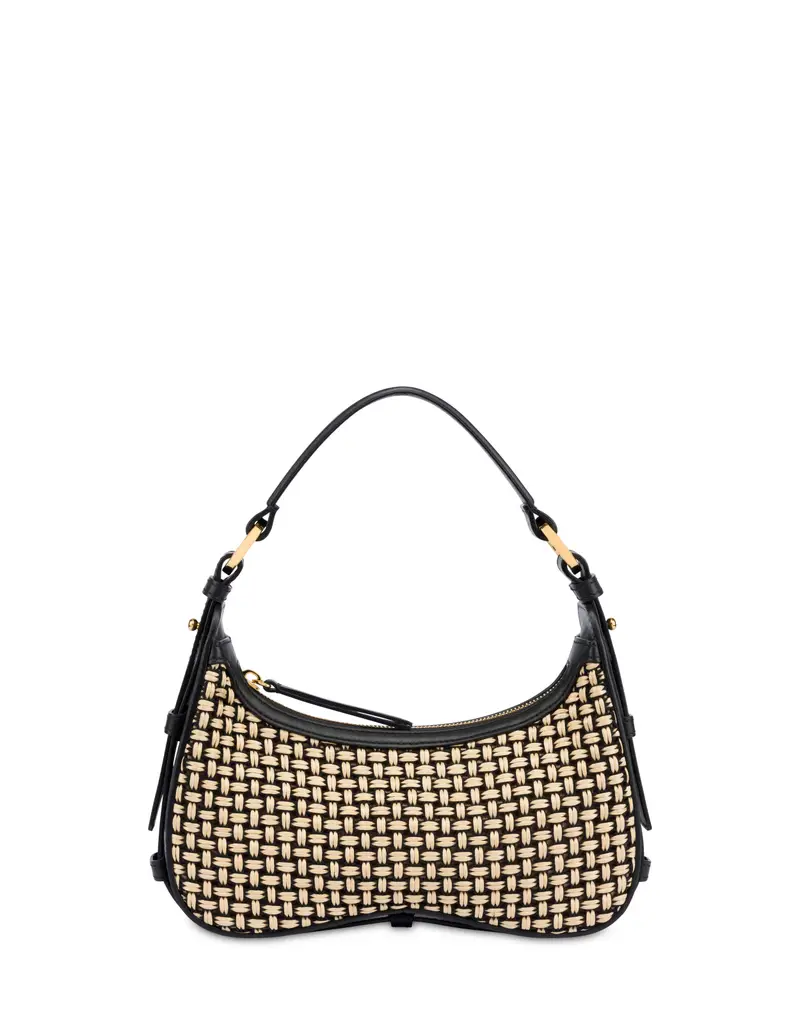 Hobo Bag Viktoria in Rafia BEIGE/NERO/NERO, Pollini