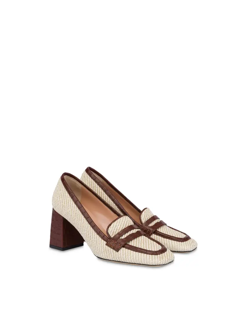 Loafer Camber Sand in Rafia NATURAL/LEGNO, Pollini Bianco miniatura 2