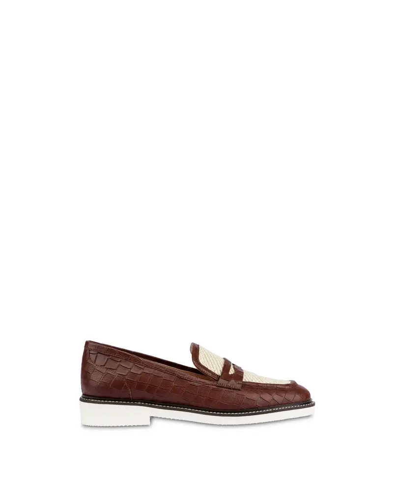 Loafer shoes Mannish in Vitello NATURAL/LEGNO, Pollini Bianco
