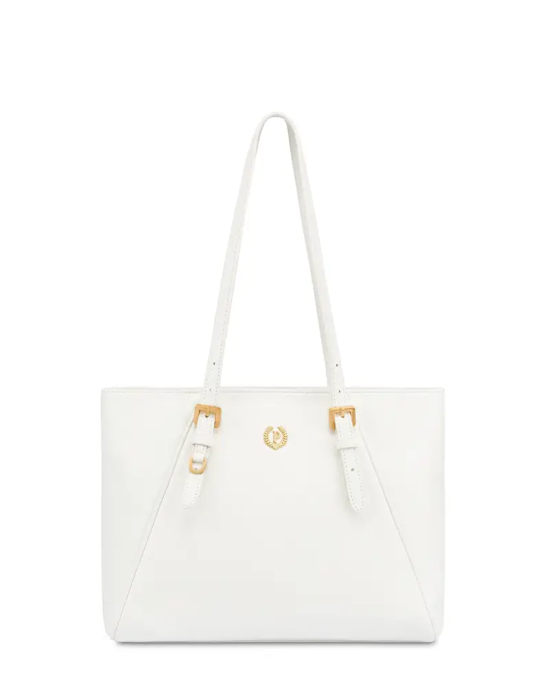Medium Double Handle Bag Echos Real Leather AVORIO, Pollini Bianco