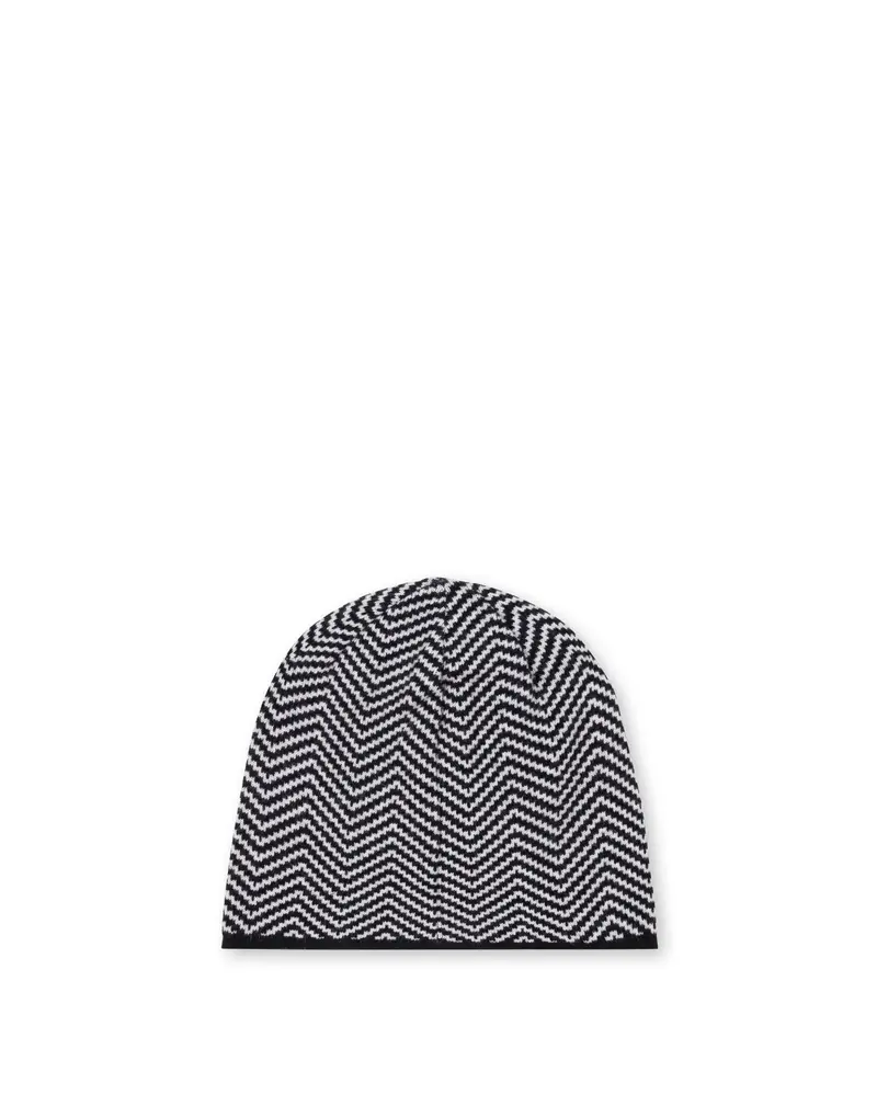 Morbido cappello in misto lana con stampa chevron NERO, Pollini miniatura 2