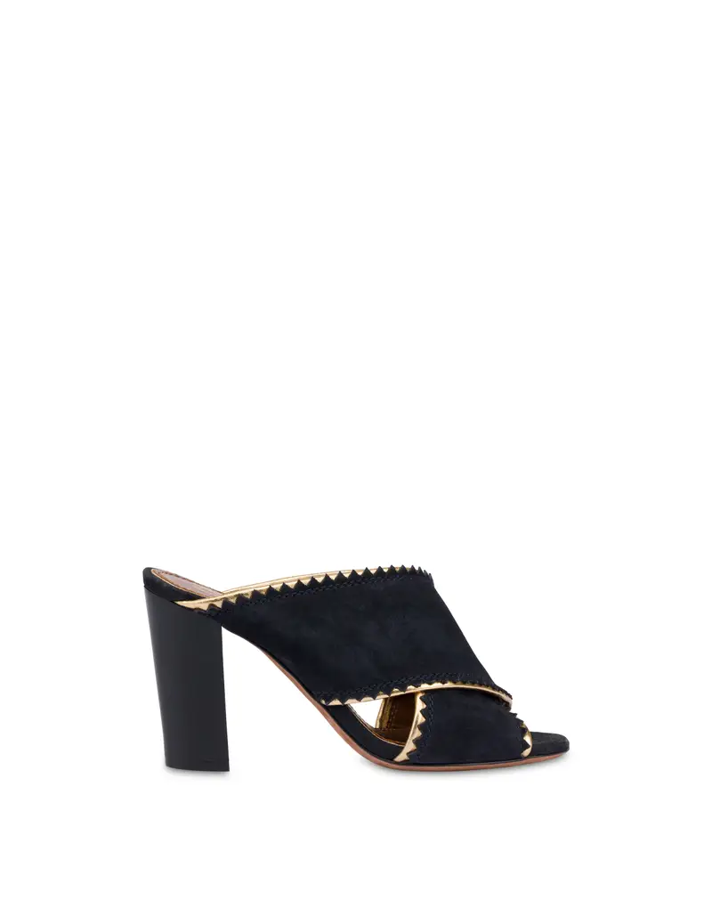 Mule intrecciata Identity in Crosta CARBONE/ORO, Pollini Grigio