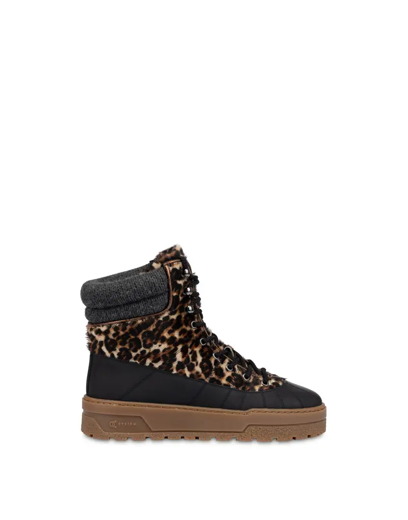 Pedula MD Ice Cracker in Cavallino LEOPARDO/NERO/LEGNO, Pollini Marrone