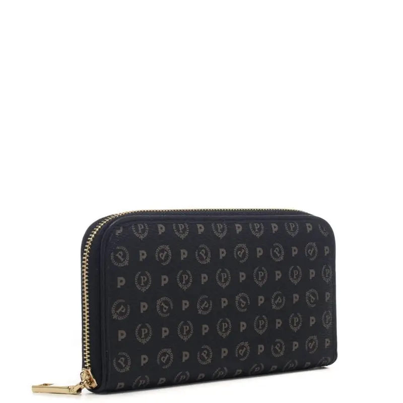 Pollini portafoglio grande donna con cerniera e stampa heritage nero miniatura 2