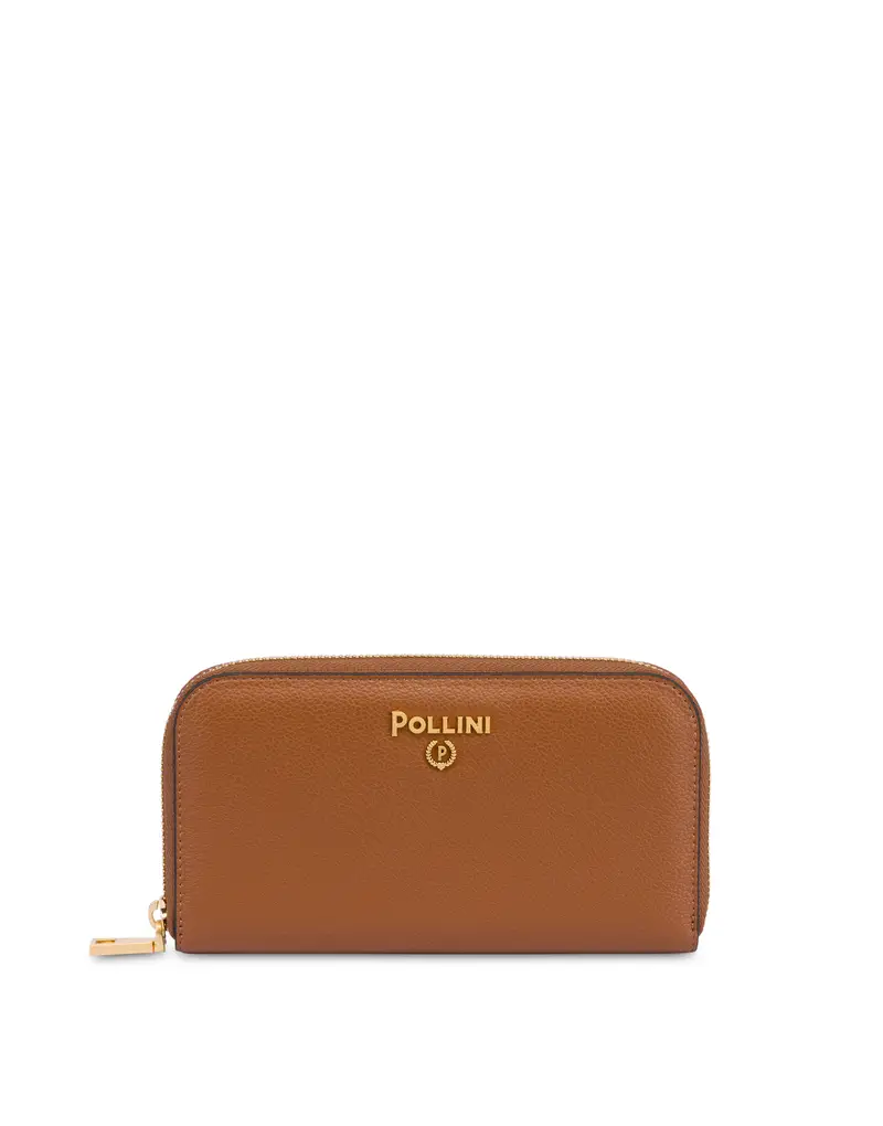 Portafoglio zip around CUOIO, Pollini Beige