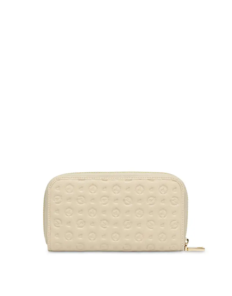 Portafoglio zip around Heritage Logo Embossed AVORIO, Pollini Bianco miniatura 2