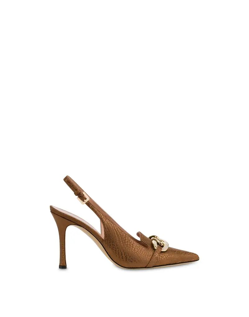 Pump Chain Light in Vitello Corteccia LEGNO, Pollini Marrone