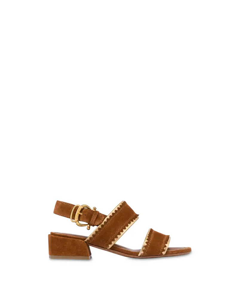 Sandal Identity in Crosta CUOIO/ORO, Pollini Grigio