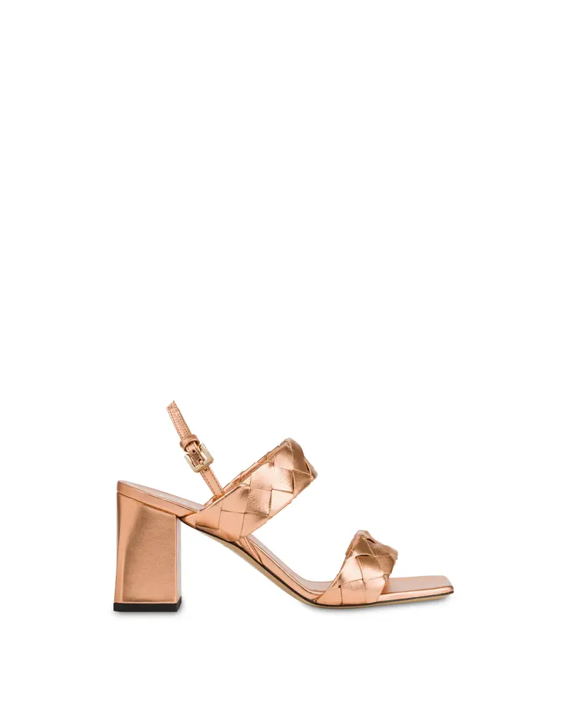 Sandalo Dama In Nappa Laminata NUDE, Pollini Rosa