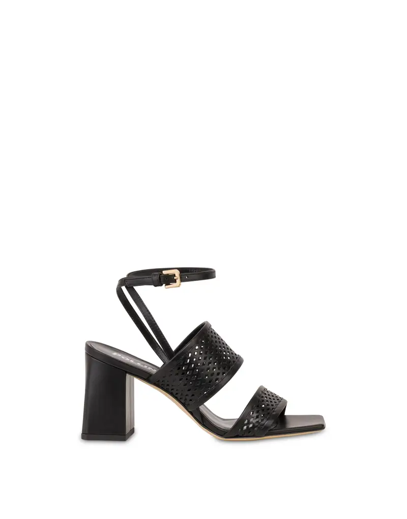 Sandalo Glam in Vitello Alba NERO, Pollini