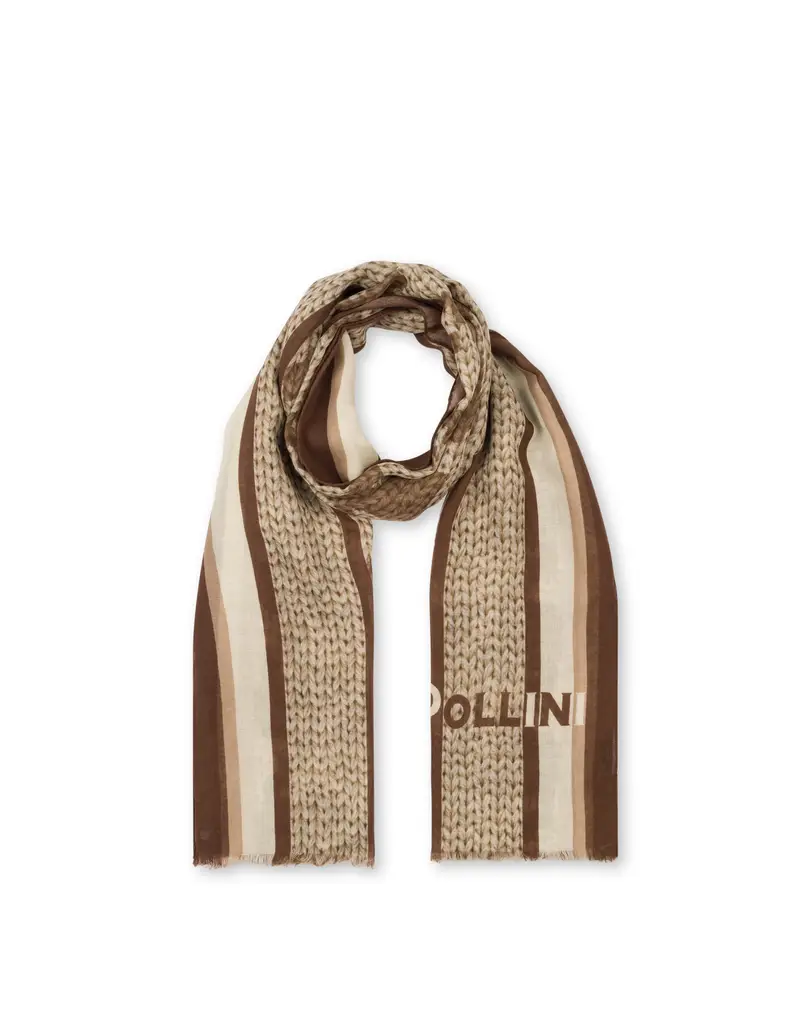 Sciarpa in lana fantasia pied de poule BEIGE, Pollini miniatura 2