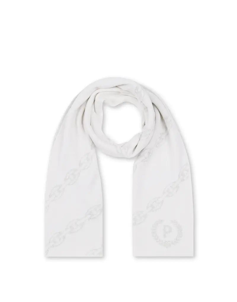 Sciarpa in misto lana con stampa catene BIANCO, Pollini miniatura 2