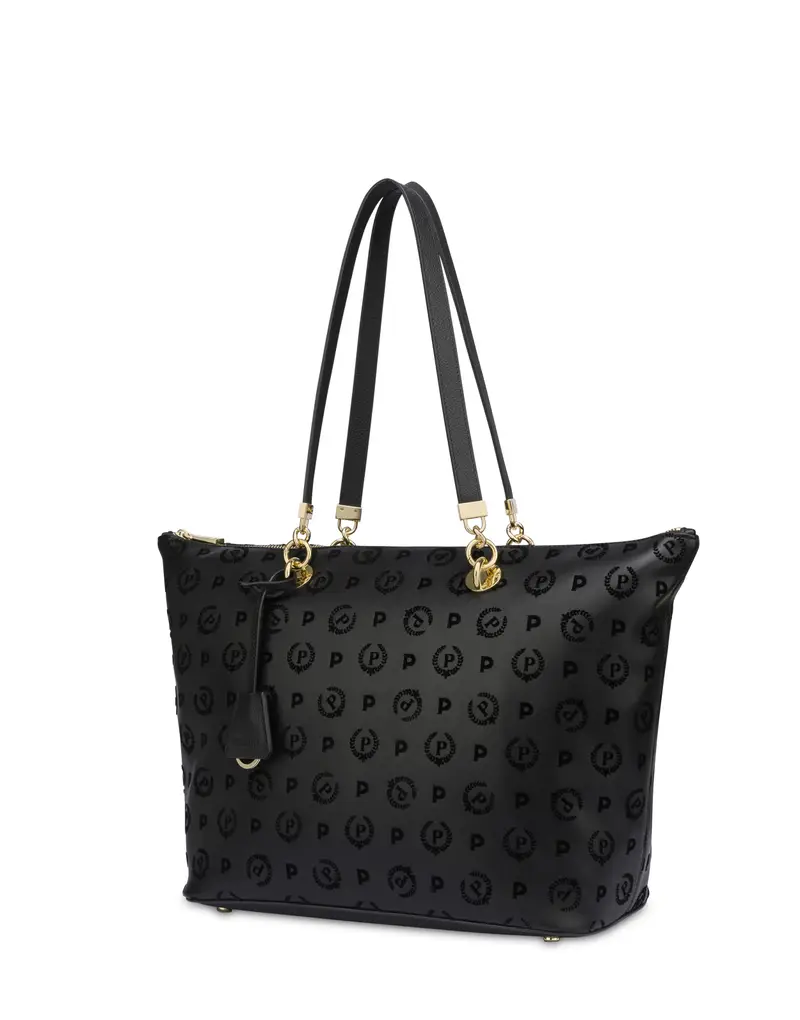 Shopping bag con manici intercambiabili Heritage Flock NERO/NERO, Pollini miniatura 2