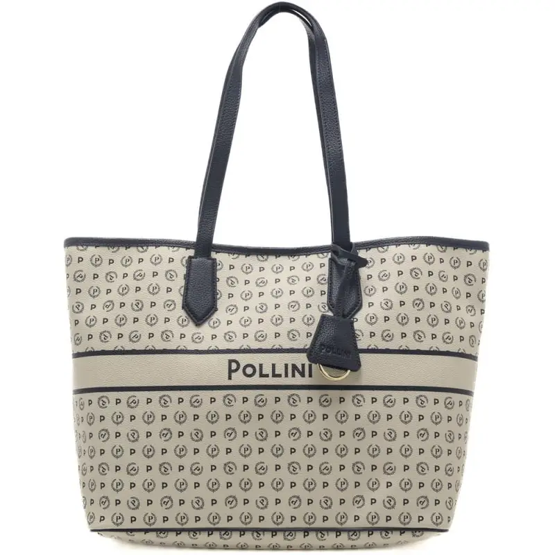 shopping bag da donna con pattern logo all over avorio blu