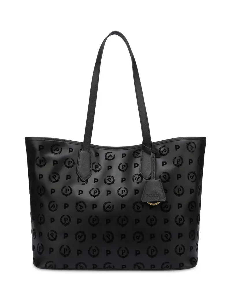 Shopping bag Heritage Flock NERO/NERO, Pollini