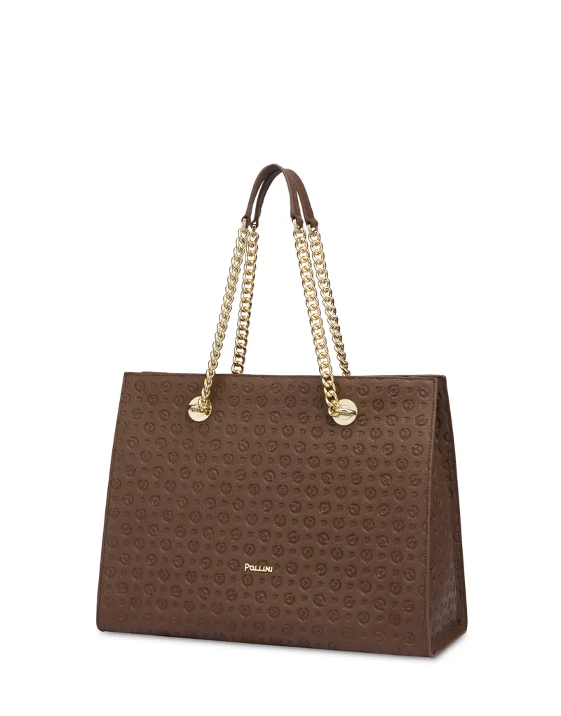 Shopping bag Heritage Logo Embossed MARRONE, Pollini miniatura 2