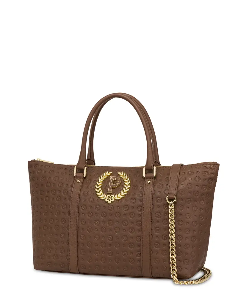 Shopping bag Heritage Logo Embossed MARRONE, Pollini miniatura 2