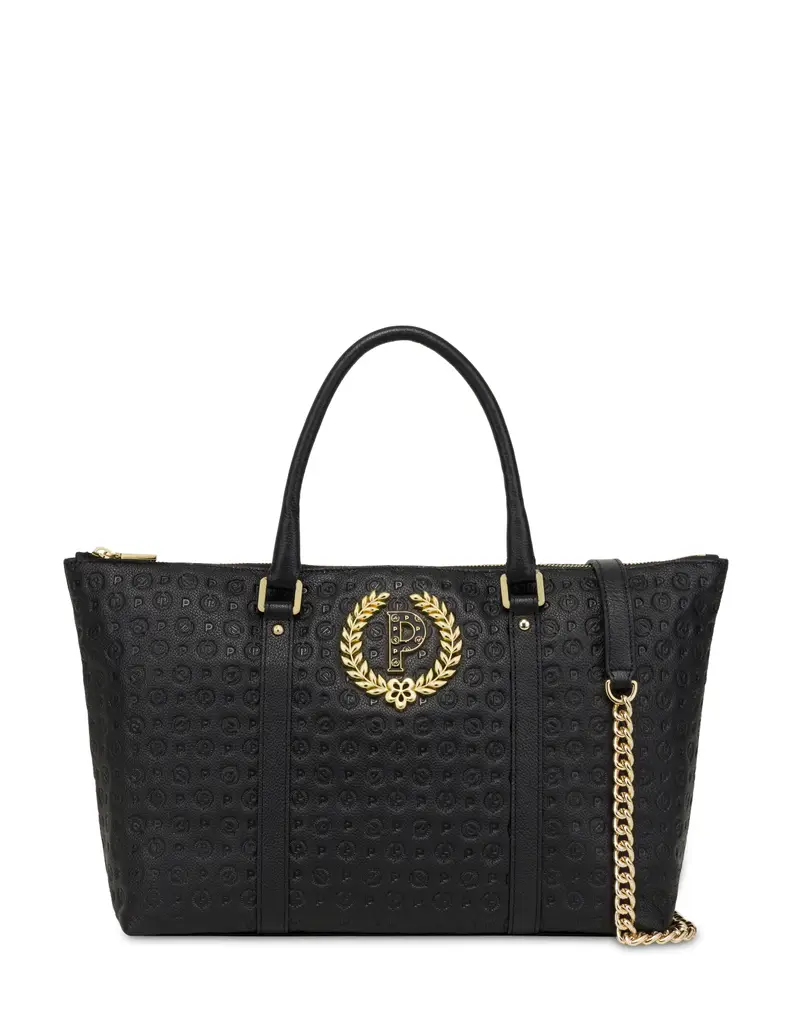 Shopping bag Heritage Logo Embossed NERO, Pollini