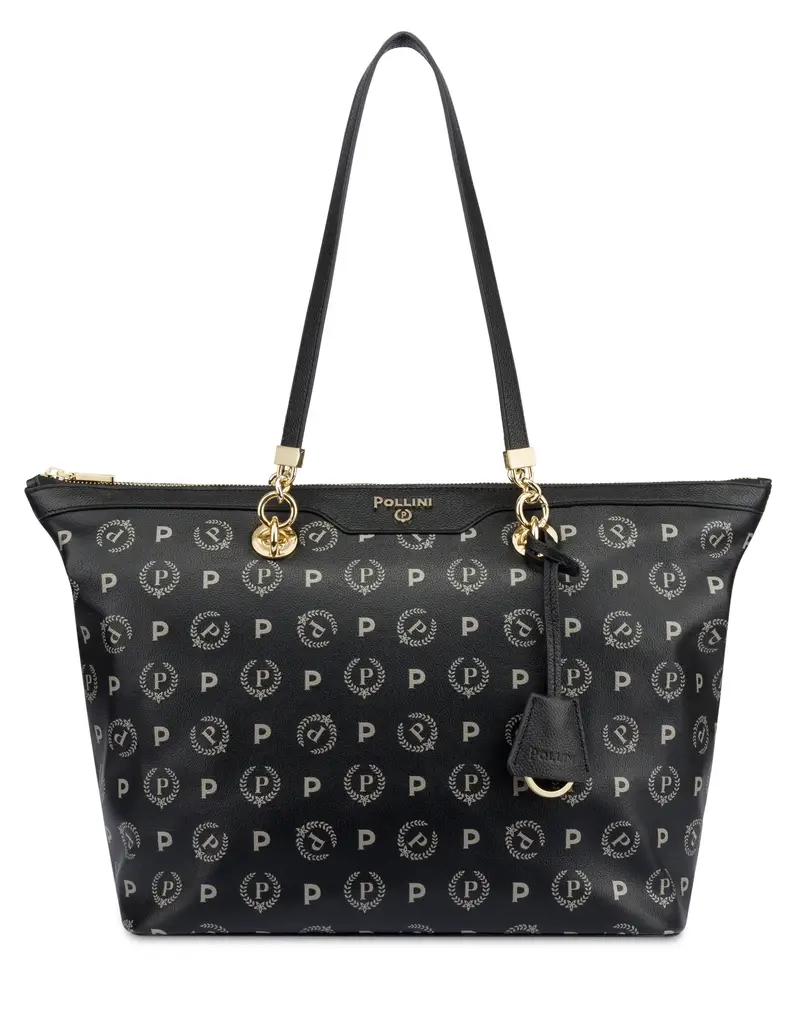 Shopping Bag in Heritage Logo NERO/NERO, Pollini