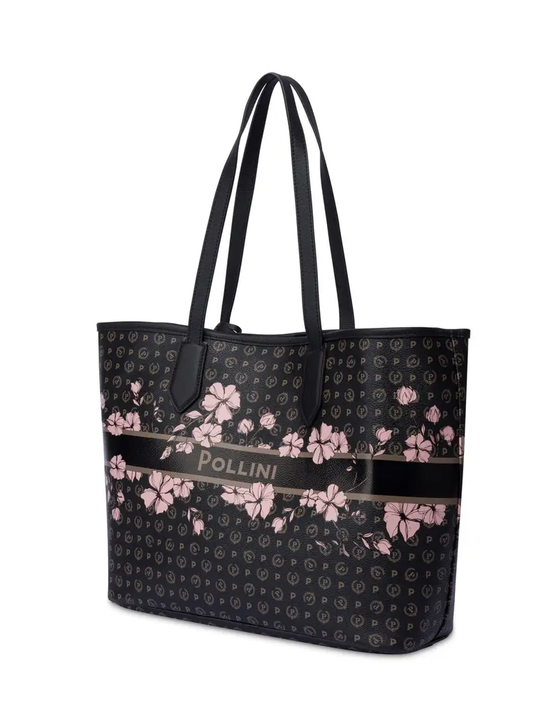 Shopping Bag in Heritage Marina Flower, Pollini Nero miniatura 2