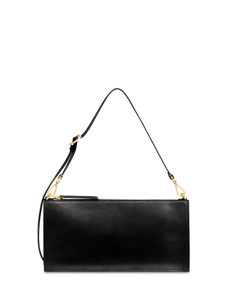 Shoulder Bag Solid In Vitello NERO, Pollini