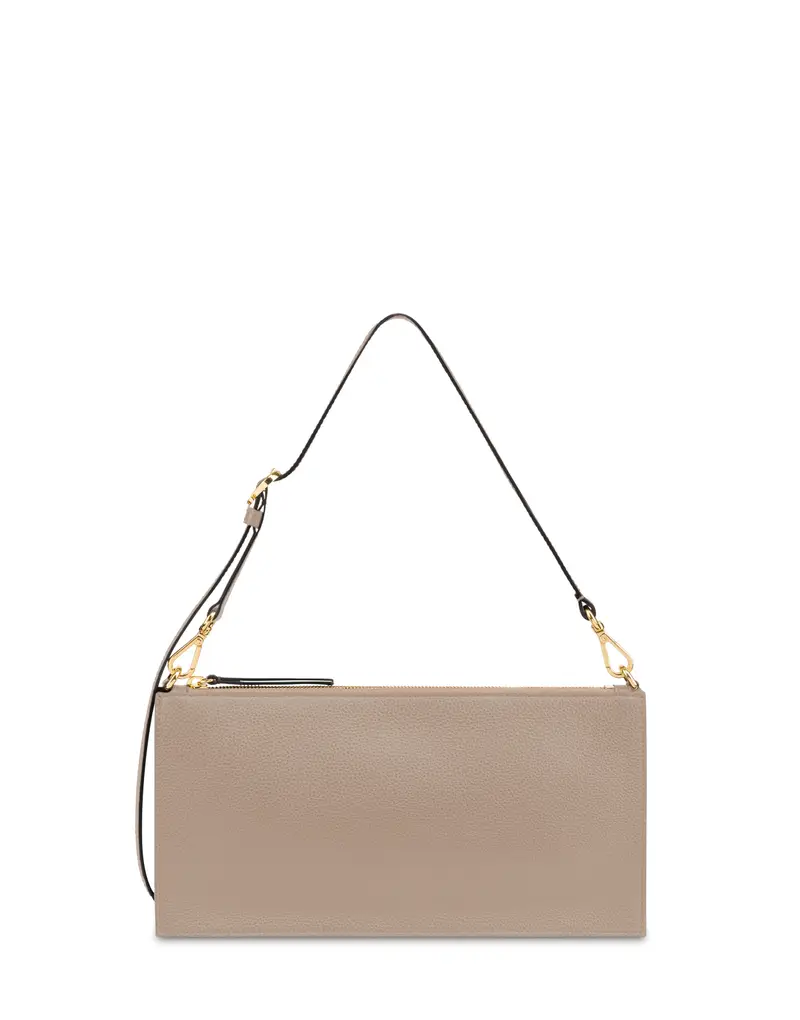Shoulder Bag Solid In Vitello TAUPE/TAUPE, Pollini Grigio